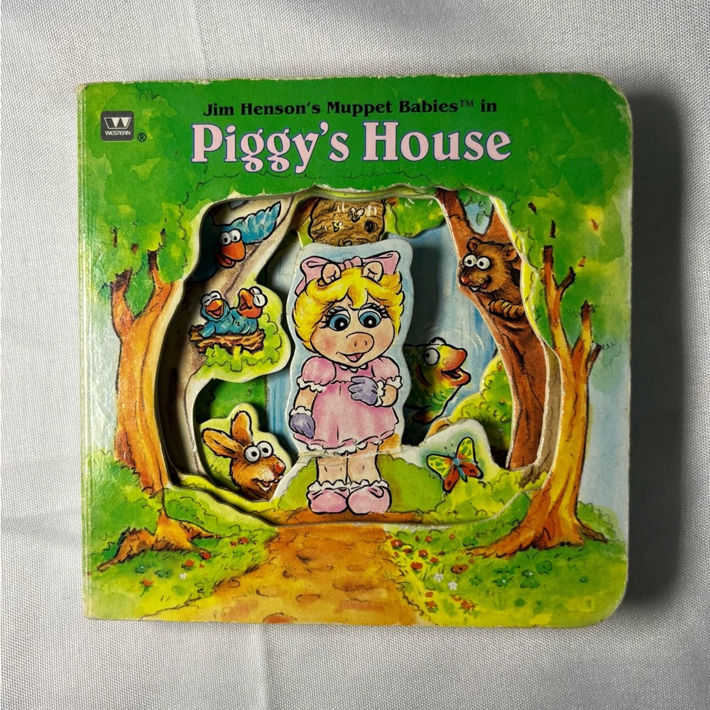 Vintage 1993 Muppet Babies Piggy’s House Jim‎ Hensons Board Book Cut Out Rare